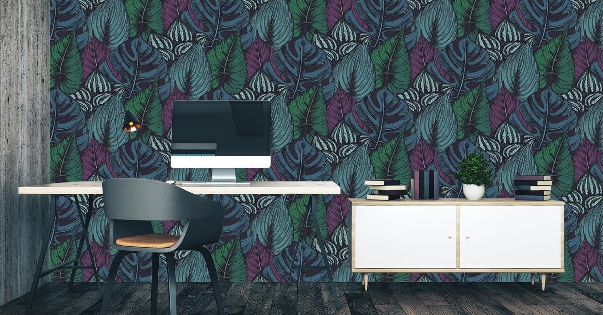 Wallpaper with blue pattern