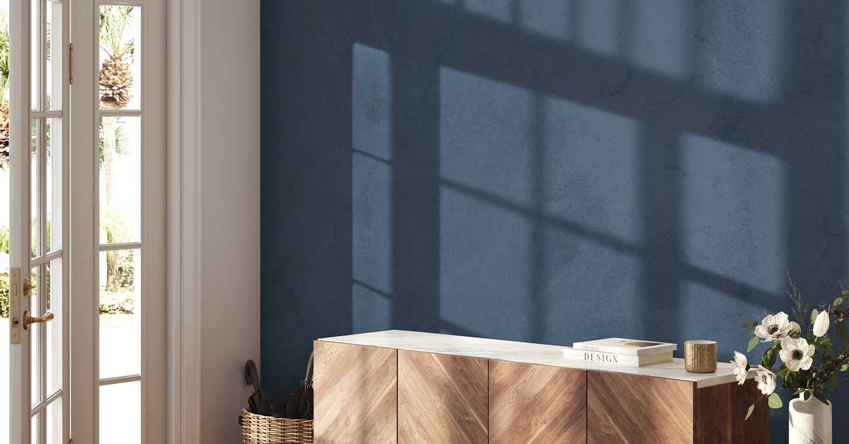 Blue peel and stick wallpaper