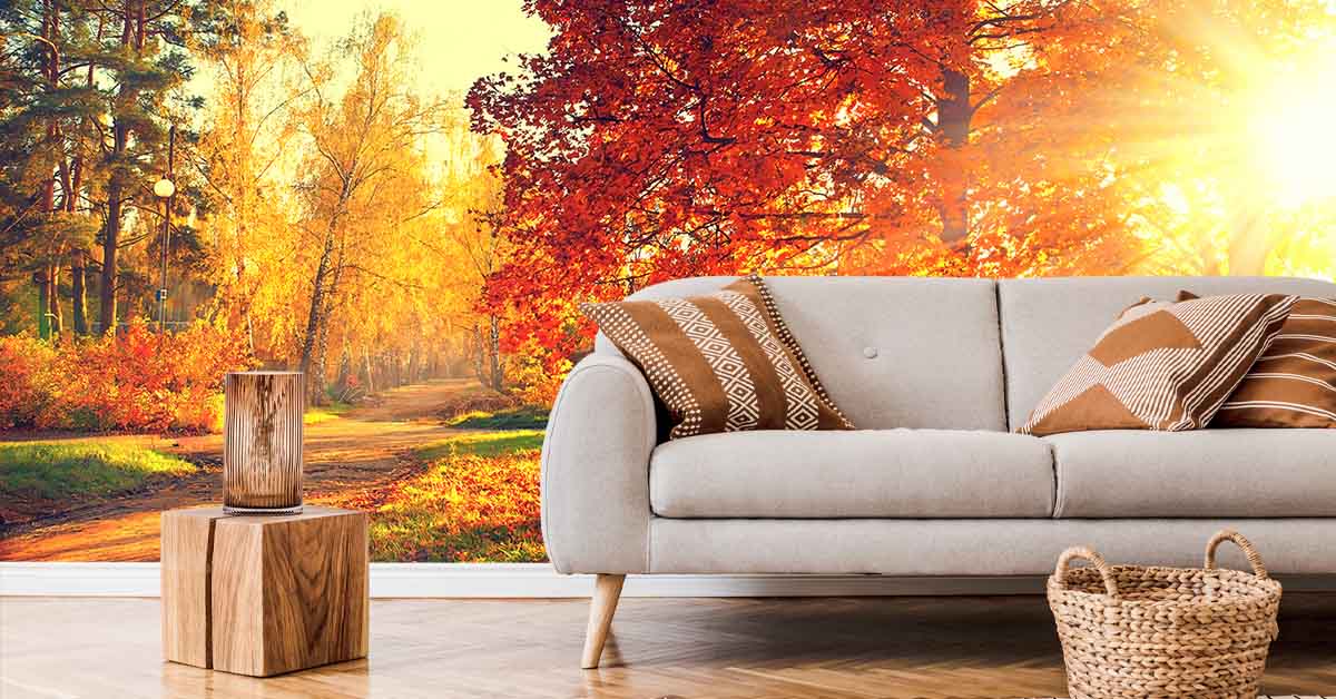Autumn landscape on photo wallpaper