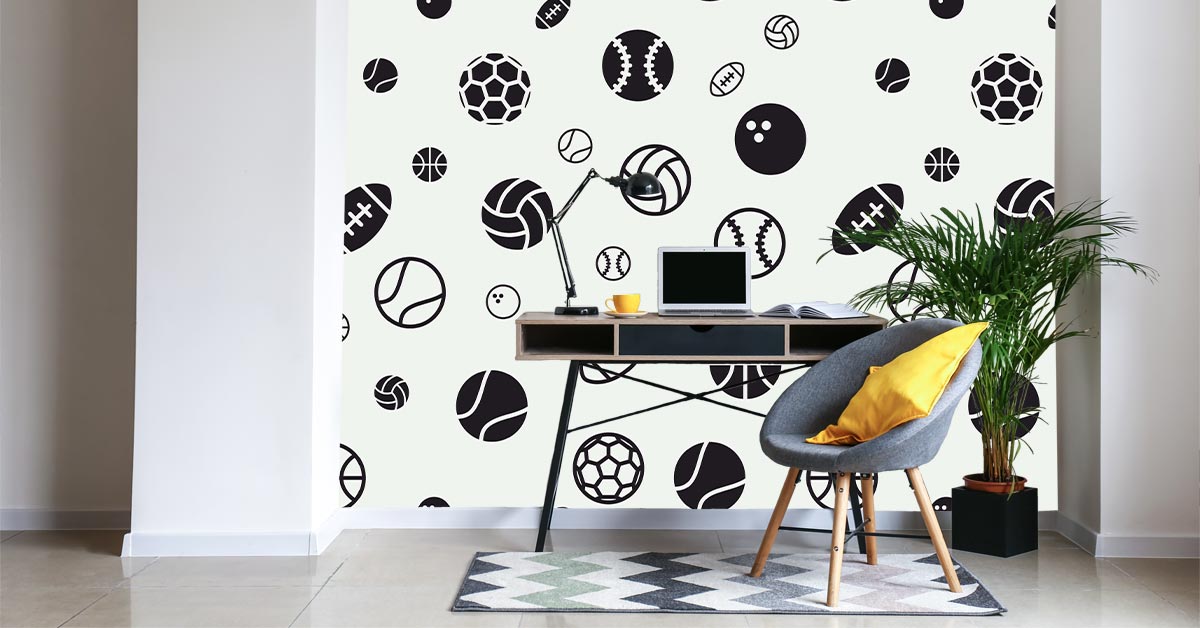 Sports patterns on wallpaper