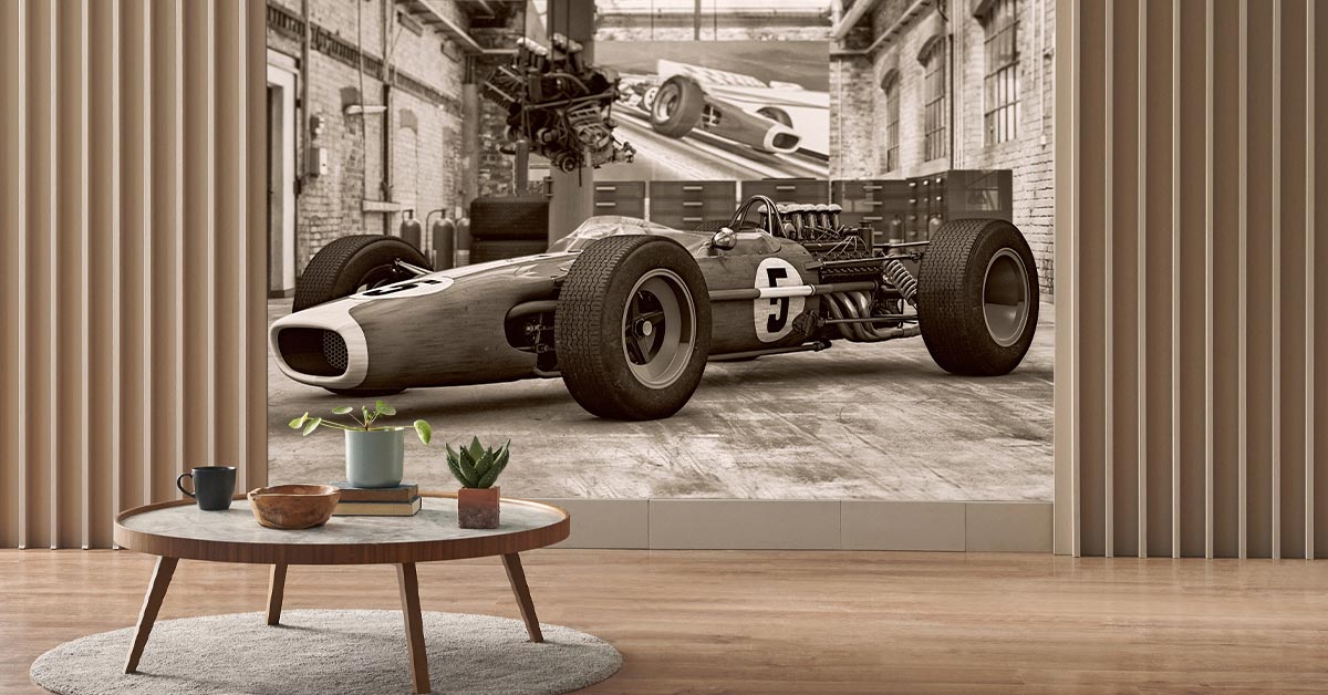 Wallpaper with race cars