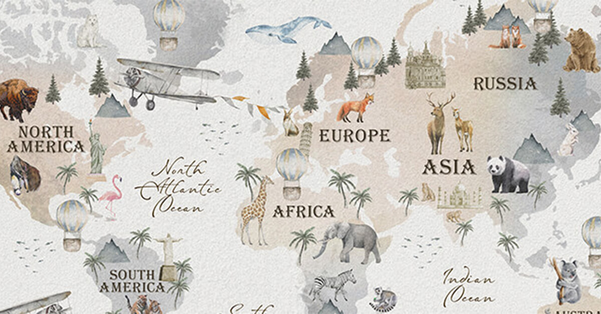 Lemonwalls world maps wallpaper