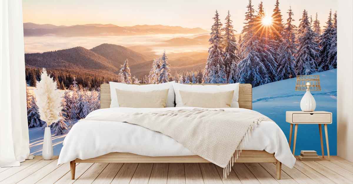 Winter landscape on photo wallpaper
