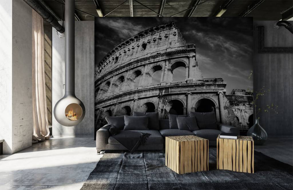 Black and white wallpaper - Colosseum in Rome - Teenage room 2