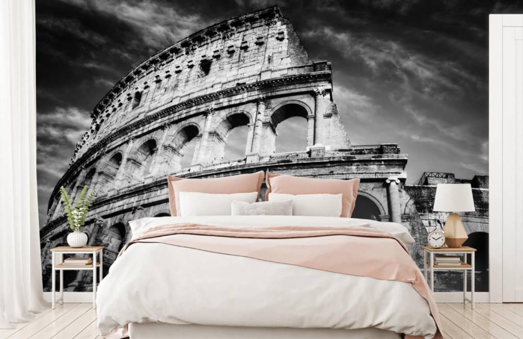 Black and white wallpaper - Colosseum in Rome - Teenage room 3