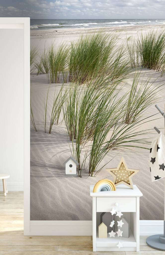 Beach wallpaper - Beach with dune plants - Children's room 1