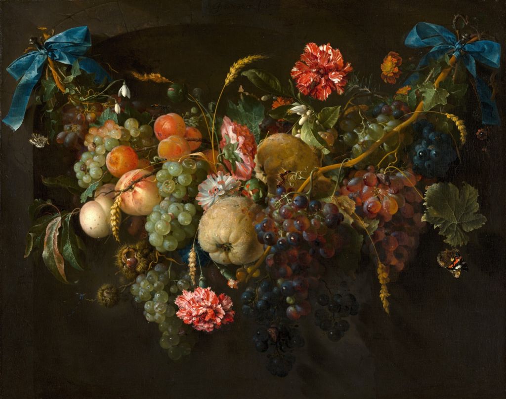 Garland of fruits with a few flowers