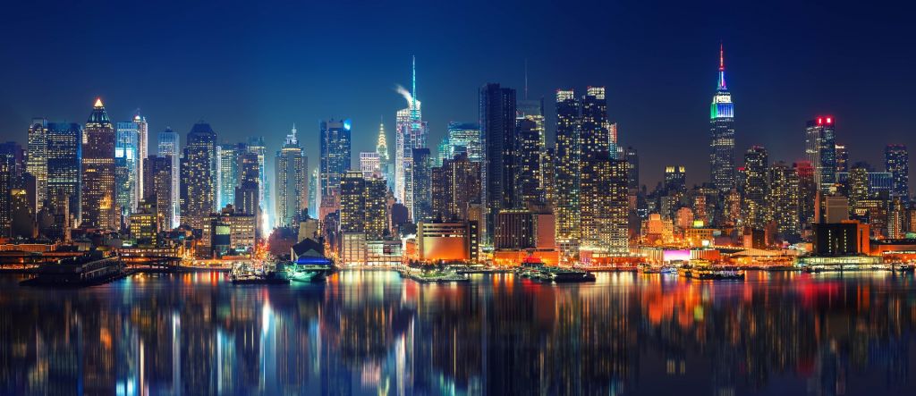 Photo wallpaper New York skyline at night