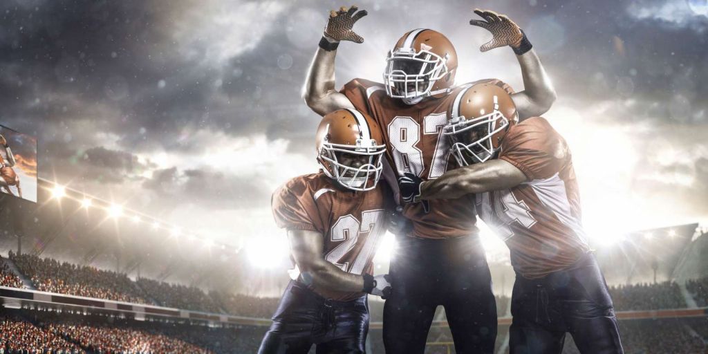 American Football spelers juichen