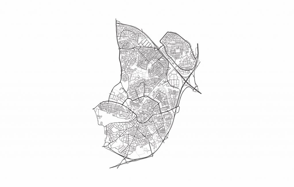 Plattegrond van Amersfoort, wit