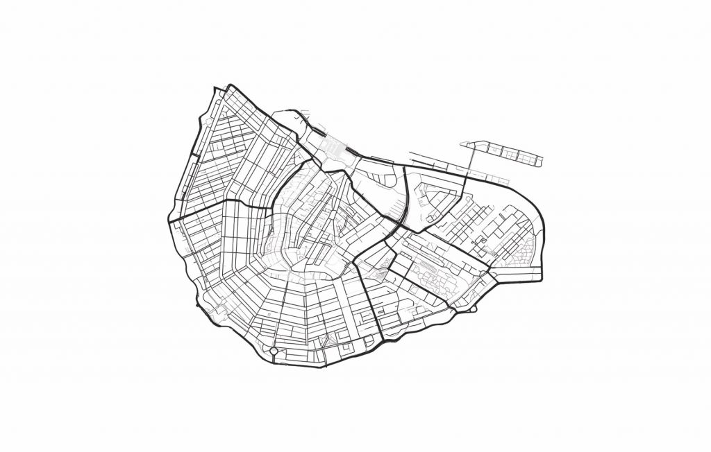 Amsterdam city centre map, white