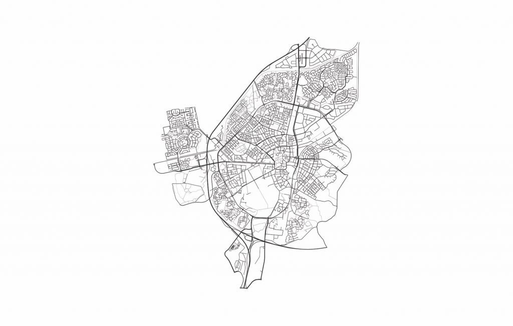 Map of Assen, white 