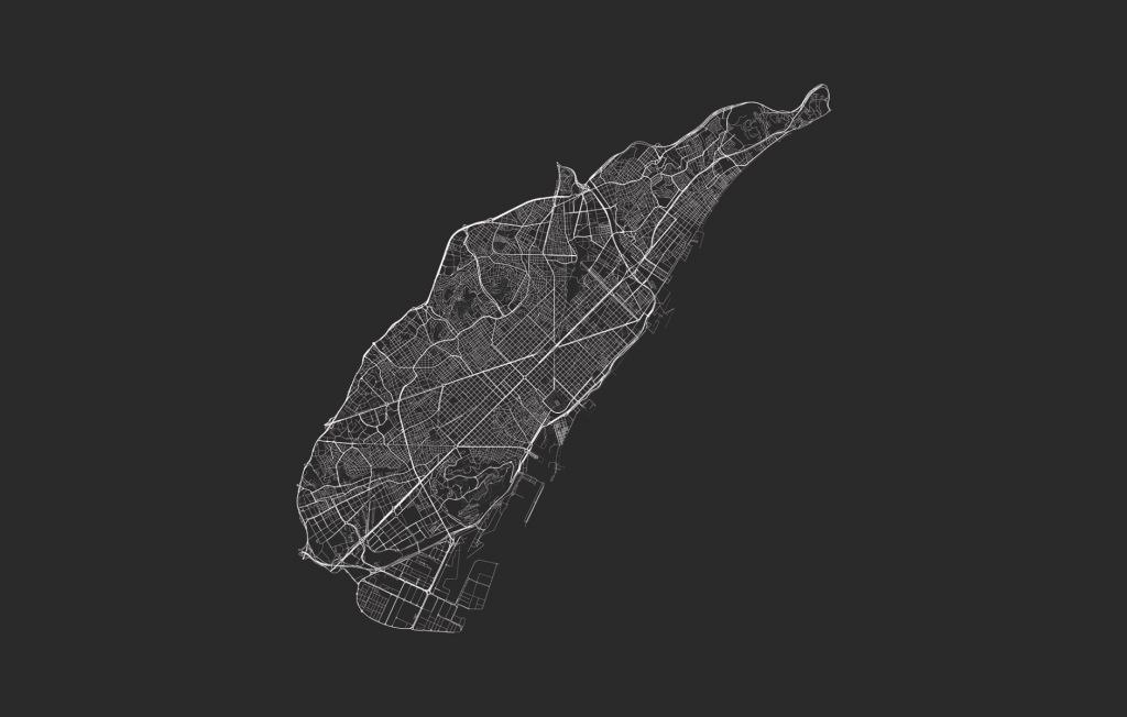 Map of Barcelona, black