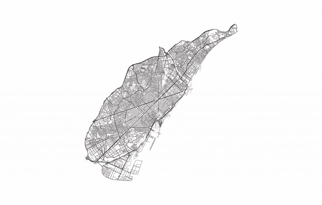 Map of Barcelona, white