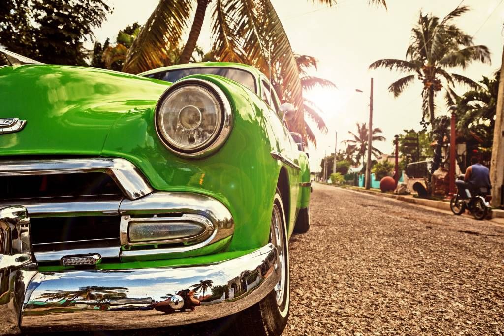 Green classic car