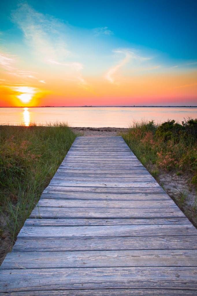 Beach and wooden road