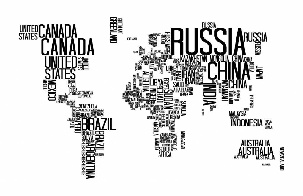 Typographic world map