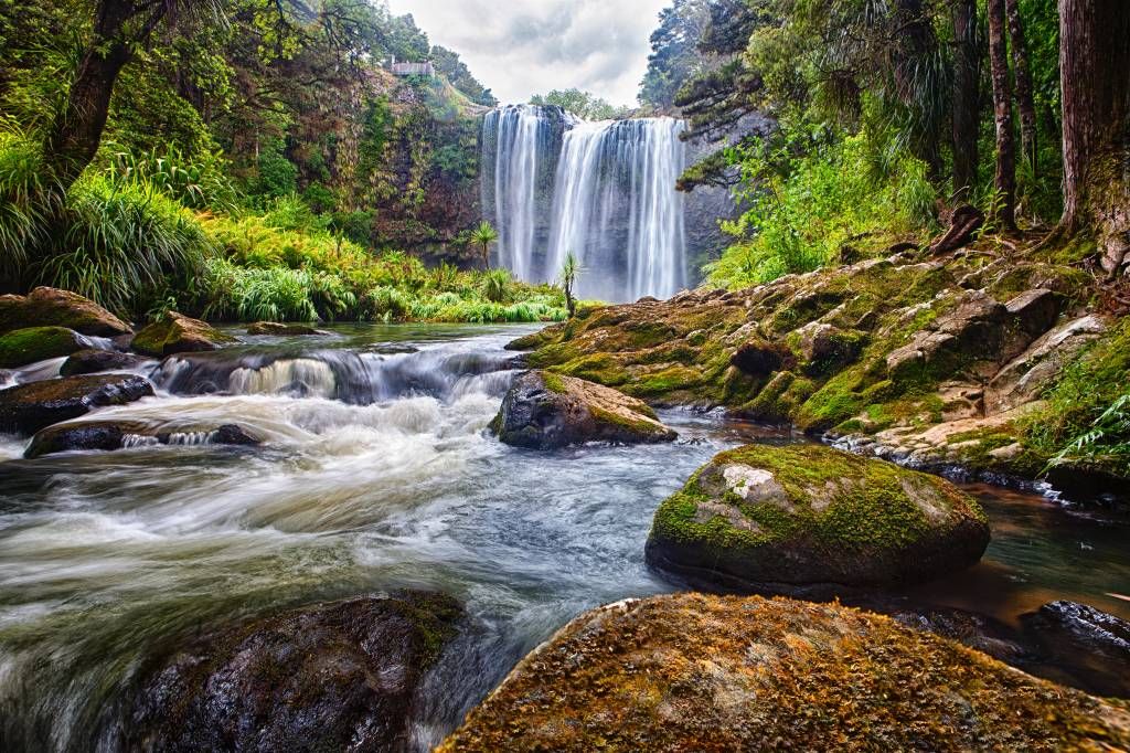 Waterfall with stones