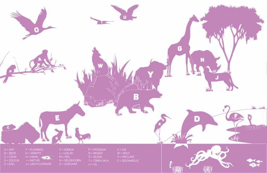 Animal alphabet, pink