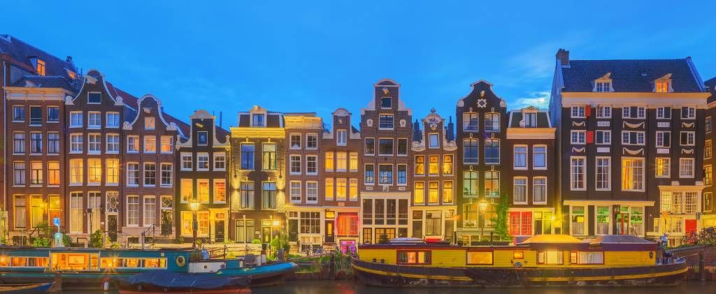 Amsterdam houses in the night