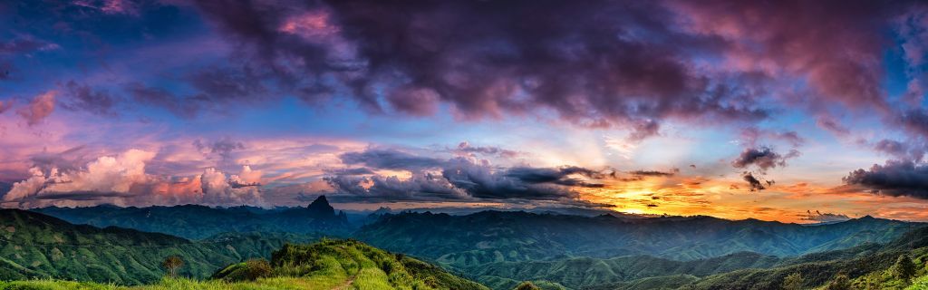 Sunset over a mountain