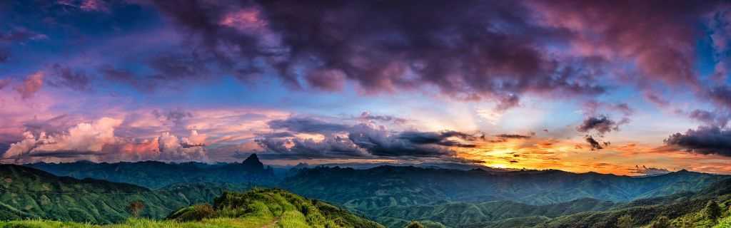 Sunset over a mountain