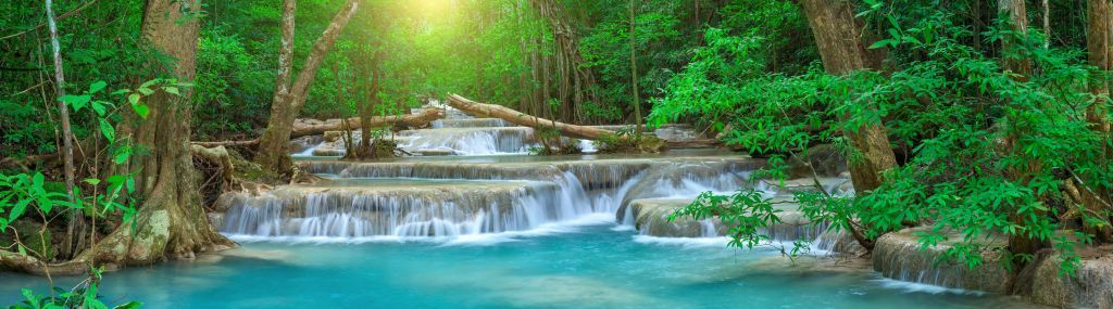 Wide waterfall in the forest