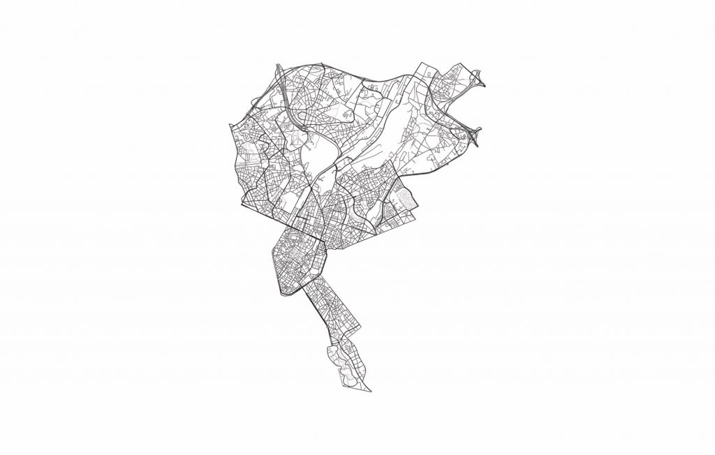 Map of Brussels, white