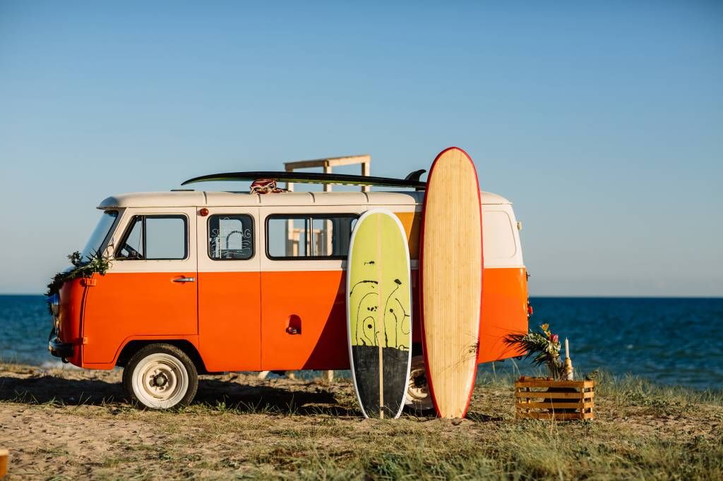 Bus with surfboard