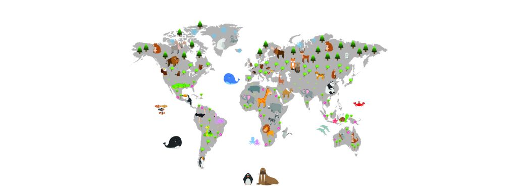 World map for children with white background