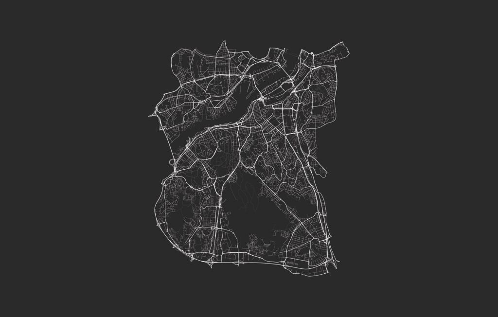 Map of Gothenburg, black