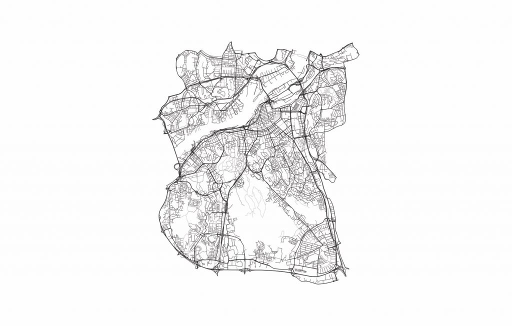 Map of Gothenburg, white 