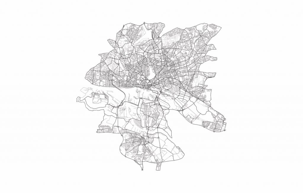 Map of Hamburg, white 