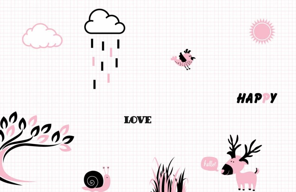 Hip pink wallpaper for the baby's room