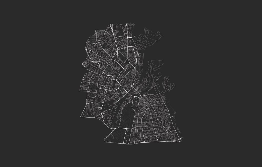 Map of Copenhagen, black