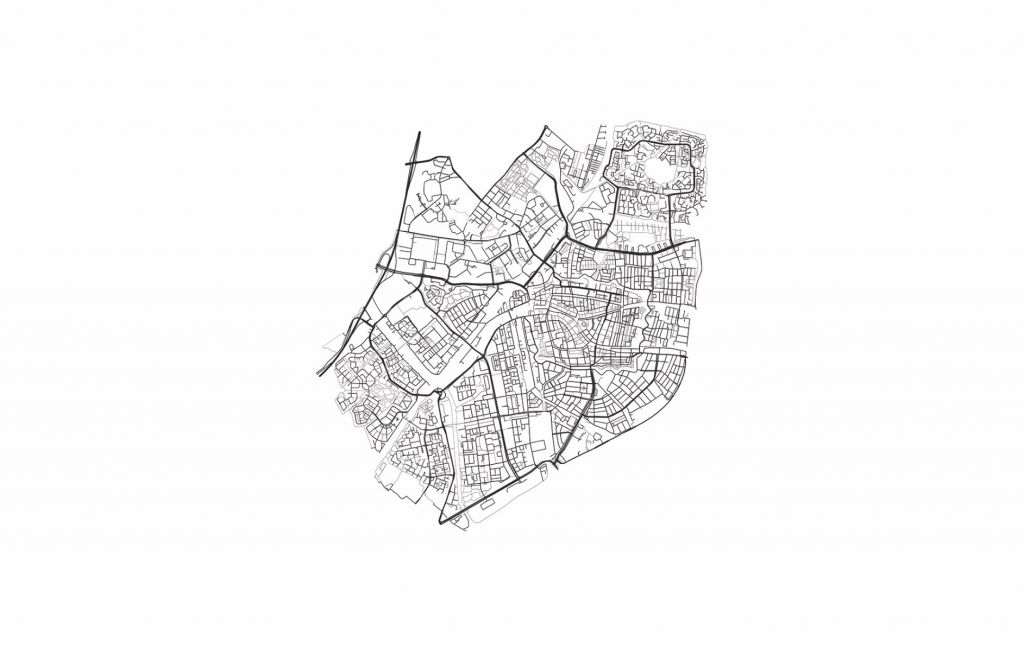Map of Leiden, white 