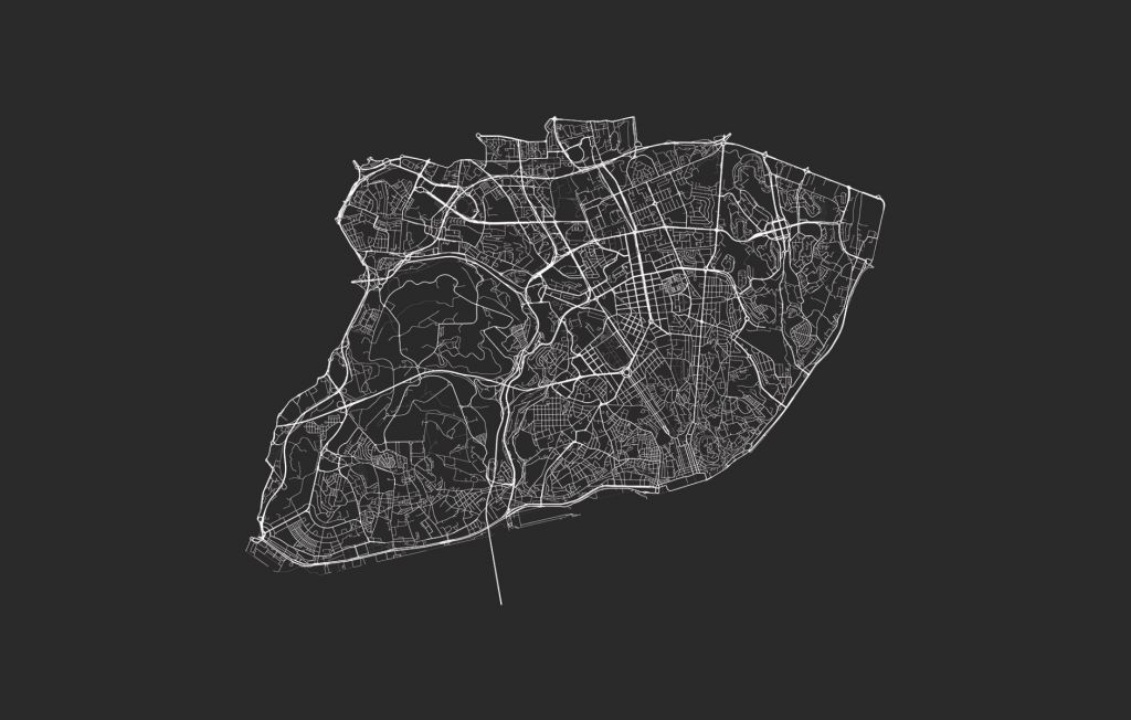 Lisbon map, black