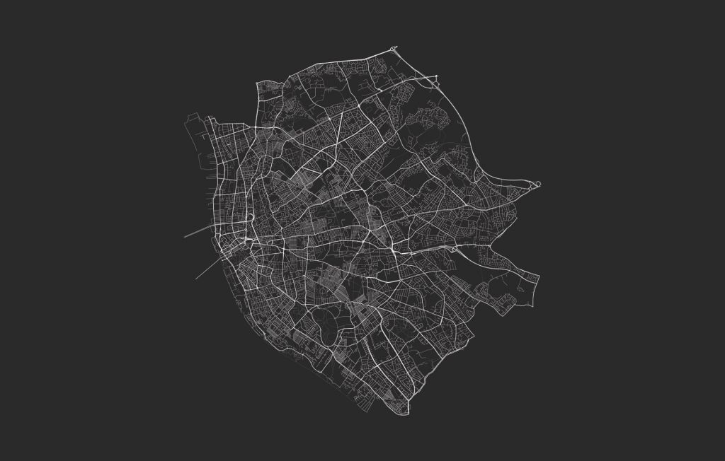 Map of Liverpool, black