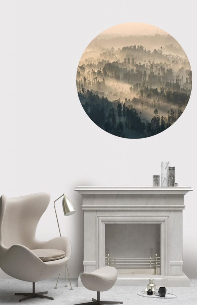 Wallpaper circle misty mountains in Indonesia