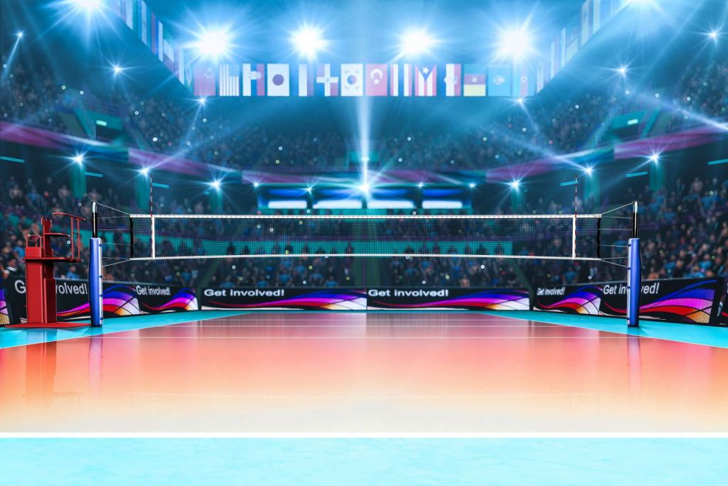 Modern volleybalveld op de lengte