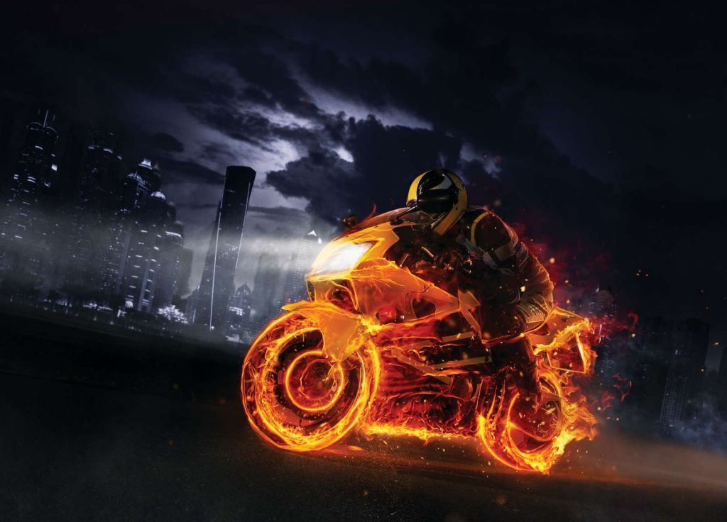 Motor in vuur en vlam