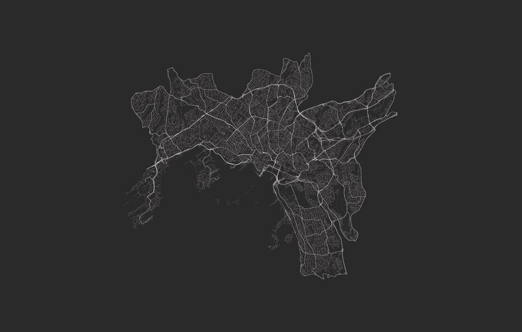 Map of Oslo, black