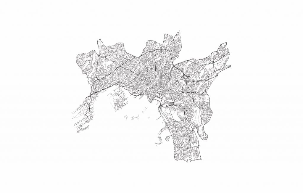 Map of Oslo, white 