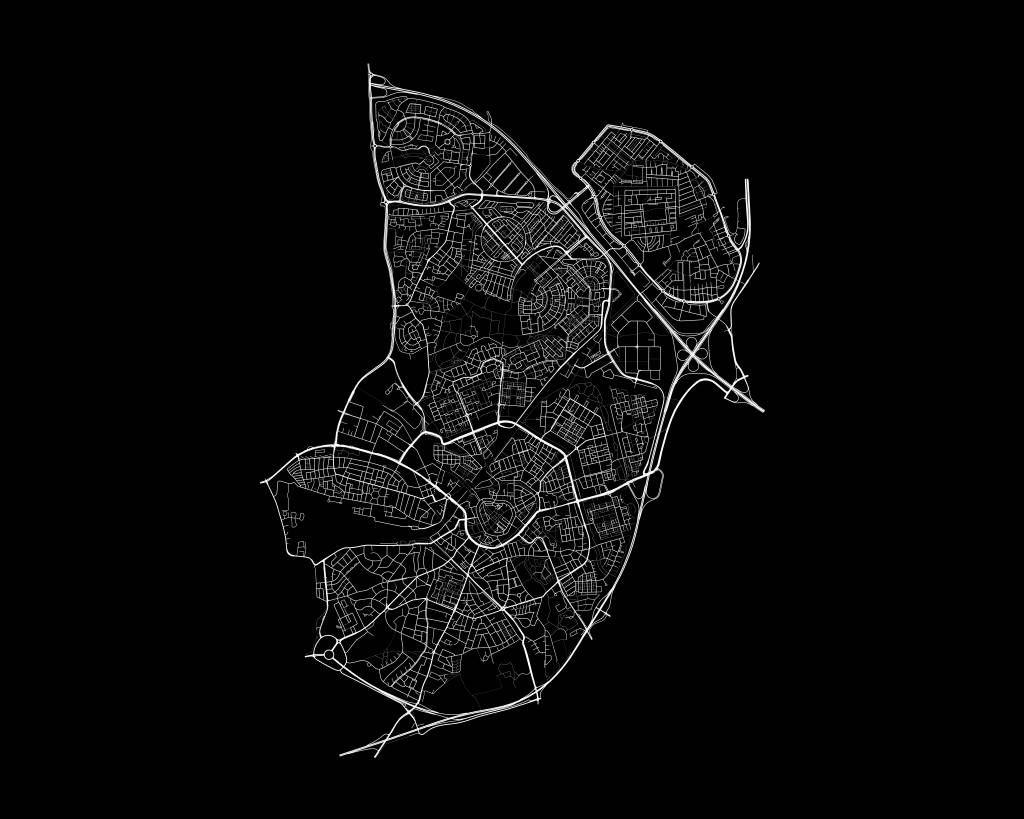 Map of Amersfoort, black