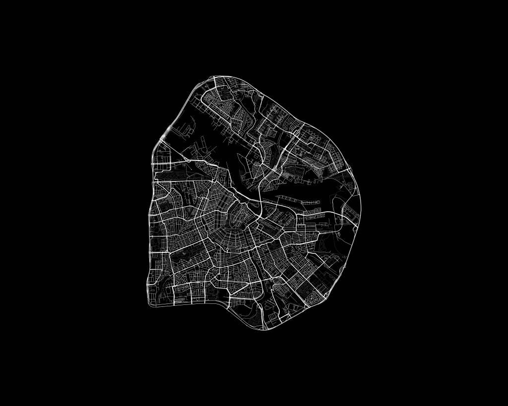 Map of Amsterdam, black