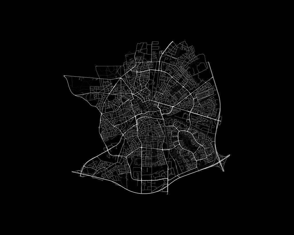 Map of Apeldoorn, black