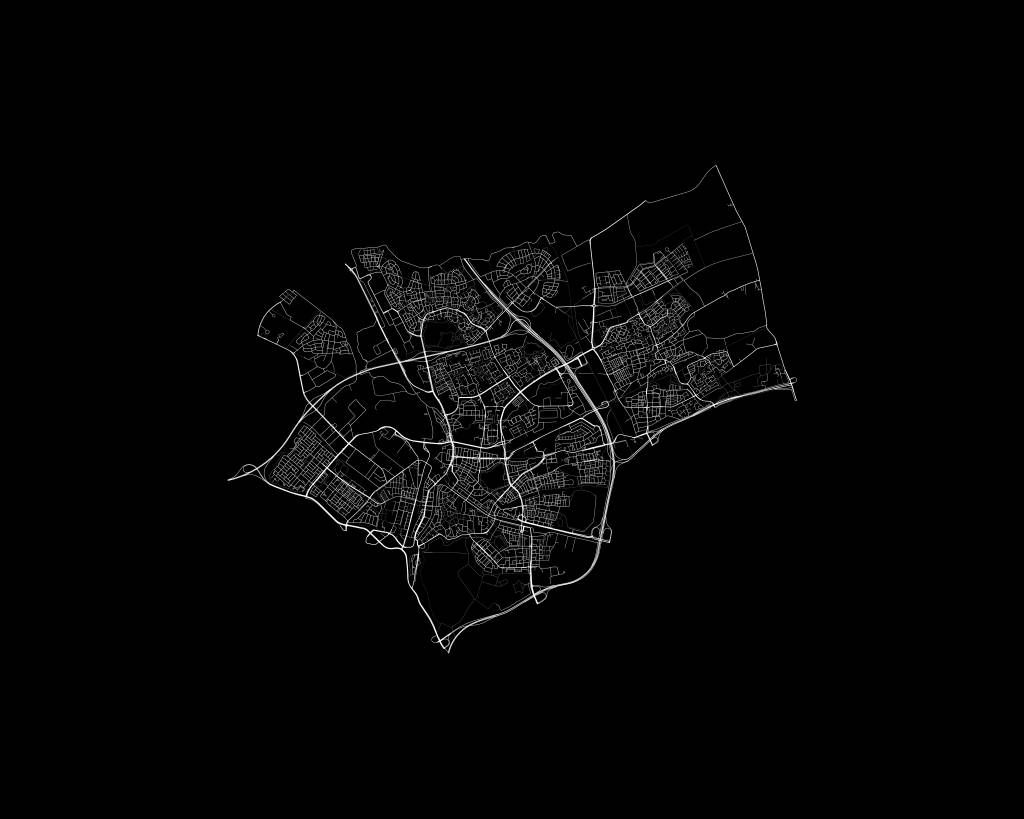 Map of Den Bosch, black