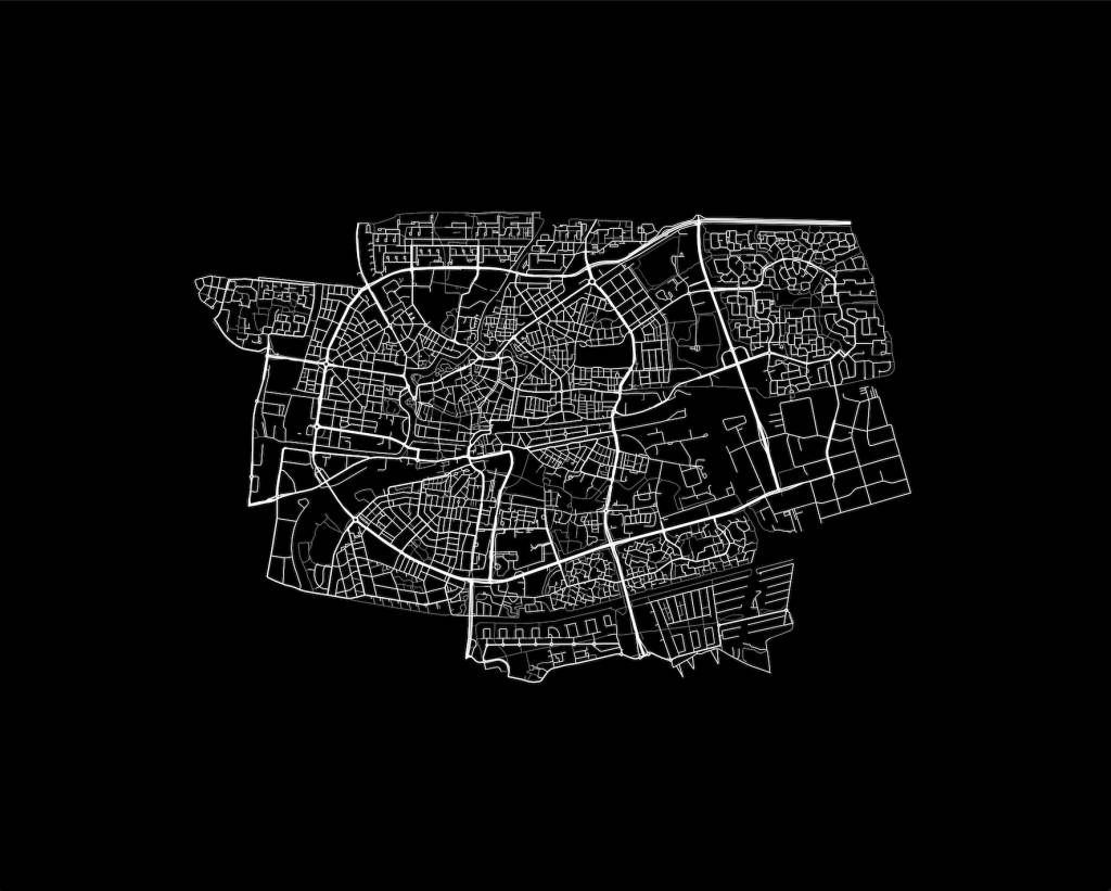 Map of Leeuwarden, black