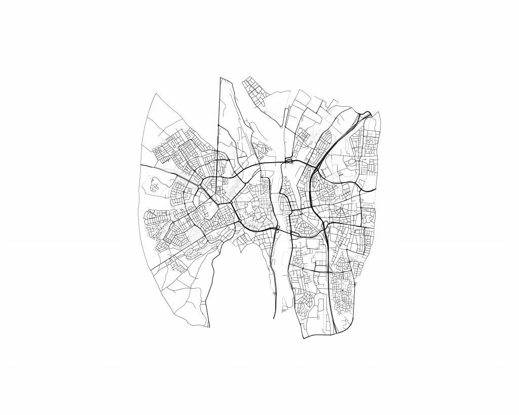 Plattegrond van Maastricht, wit