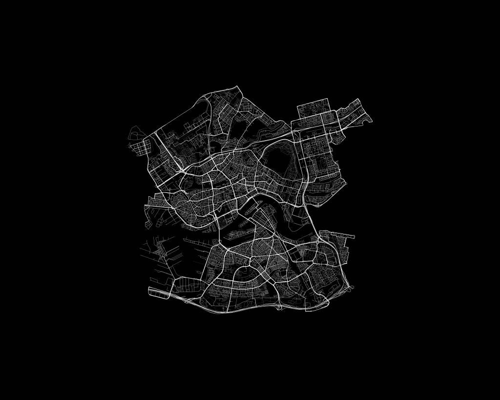 Map of Rotterdam, black